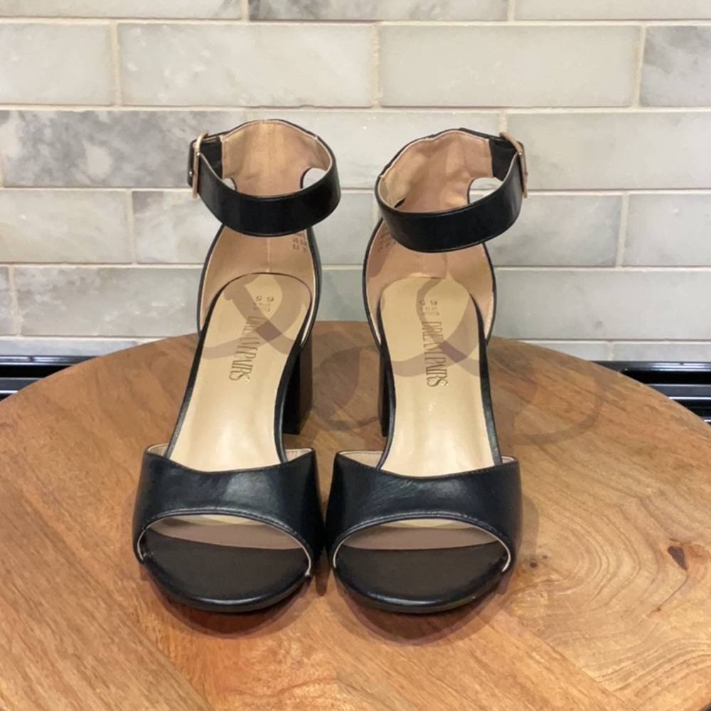 Dream Pairs Chunkle Low Heel Ankle Strap Black Open Toe Chunky Sandals - Picture 3 of 6